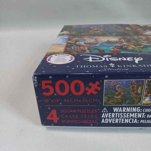 Thomas Kinkade Studios 4 in 1 Assorted Disney Jigsaw Puzzles 500 Piece 18inx14in - Picture 5 of 7